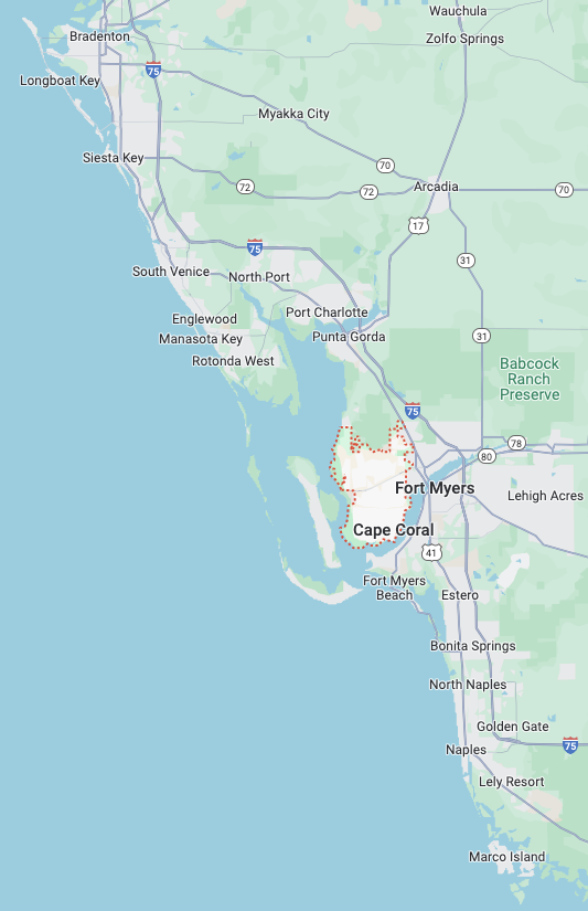 SWFL Roofer Contractor Services Company Service Area Map